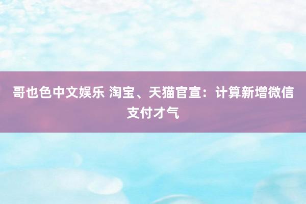 哥也色中文娱乐 淘宝、天猫官宣：计算新增微信支付才气